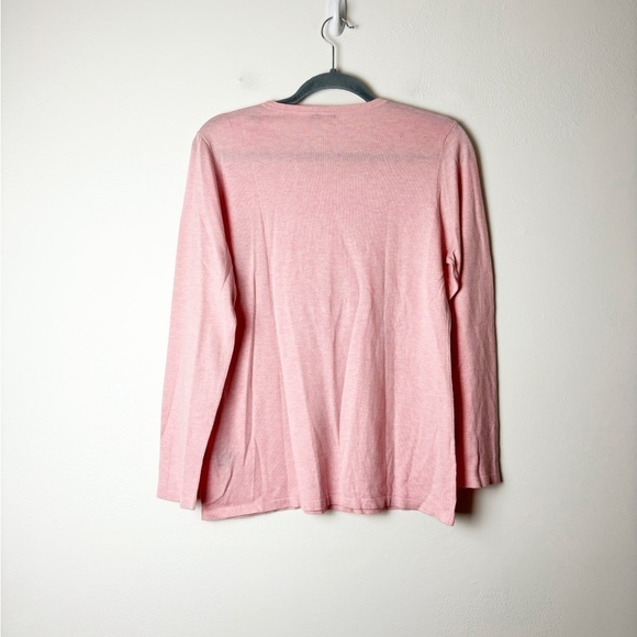 J MCLAUGHIN • Women’s Pink Modal Cotton Crewneck Sweater Button Cuff Detail Sz L - Picture 2 of 6